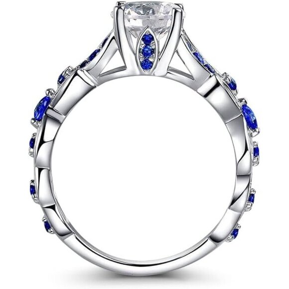 Women's Round Cut Wedding Engagement Ring Set Butterfly Rings - Picture 3 of 8